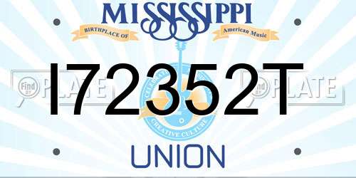 I72352T Mississippi License Plate