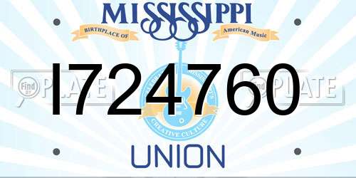 I724760 Mississippi License Plate