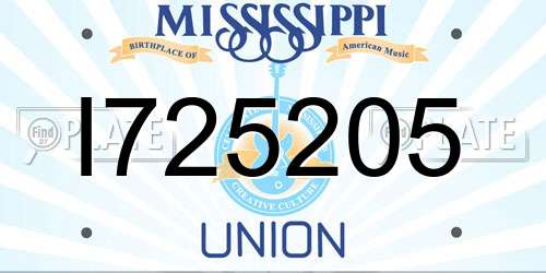 I725205 Mississippi License Plate