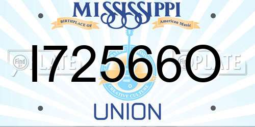 I72566O Mississippi License Plate