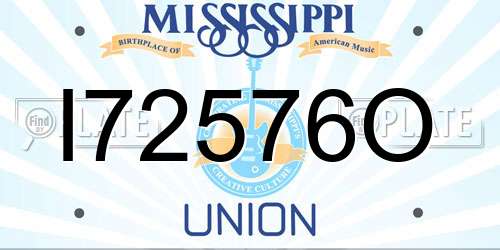 I72576O Mississippi License Plate
