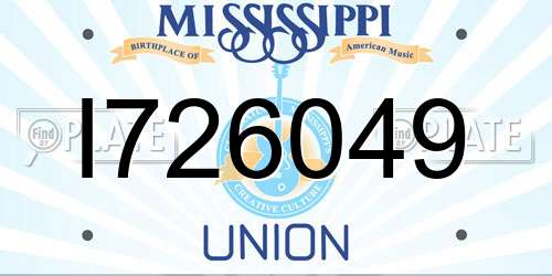 I726049 Mississippi License Plate