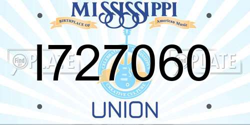 I727060 Mississippi License Plate