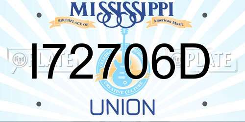 I72706D Mississippi License Plate
