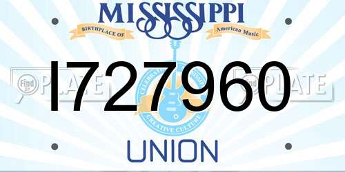I727960 Mississippi License Plate