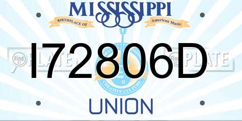 I72806D Mississippi License Plate