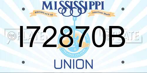 I72870B Mississippi License Plate