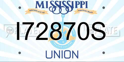 I72870S Mississippi License Plate