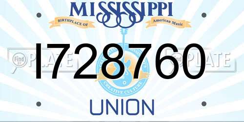 I728760 Mississippi License Plate