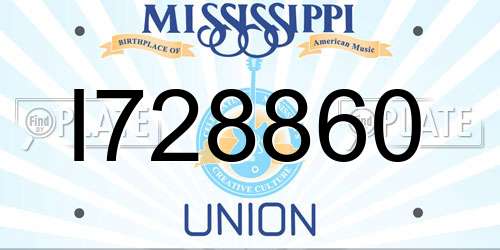 I728860 Mississippi License Plate