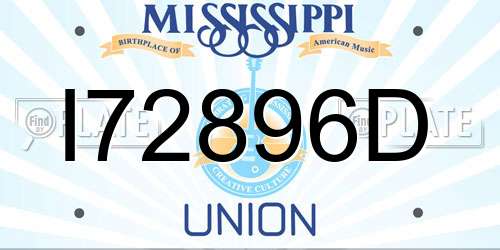 I72896D Mississippi License Plate