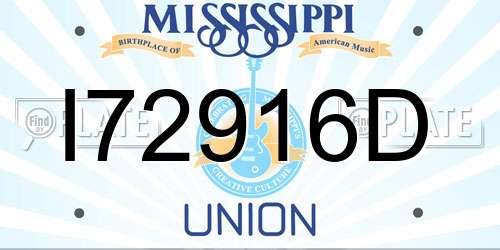 I72916D Mississippi License Plate