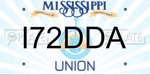 I72DDA Mississippi License Plate