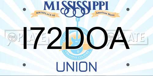 I72DOA Mississippi License Plate