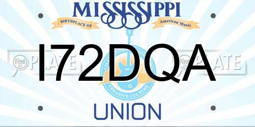 I72DQA Mississippi License Plate