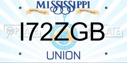 I72ZGB Mississippi License Plate
