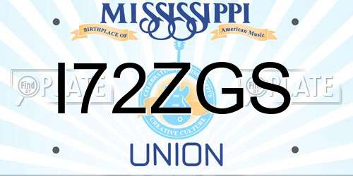 I72ZGS Mississippi License Plate