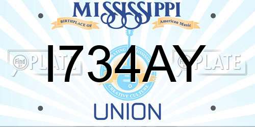 I734AY Mississippi License Plate