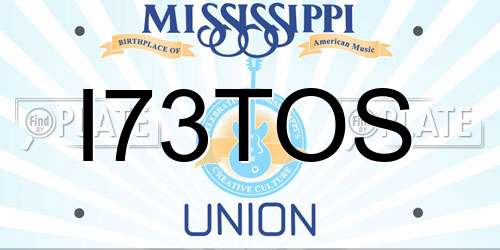 I73TOS Mississippi License Plate