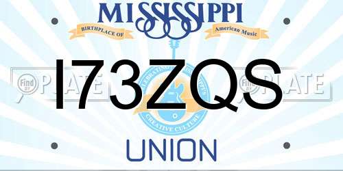 I73ZQS Mississippi License Plate