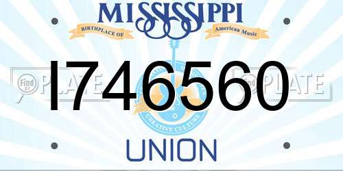 I746560 Mississippi License Plate