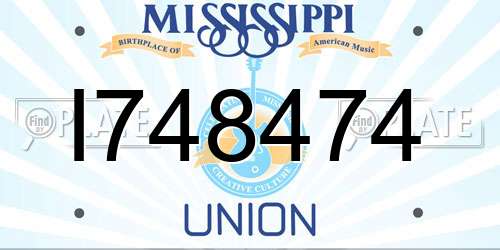 I748474 Mississippi License Plate