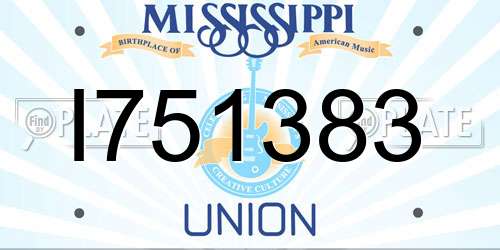 I751383 Mississippi License Plate