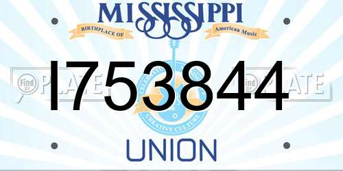 I753844 Mississippi License Plate