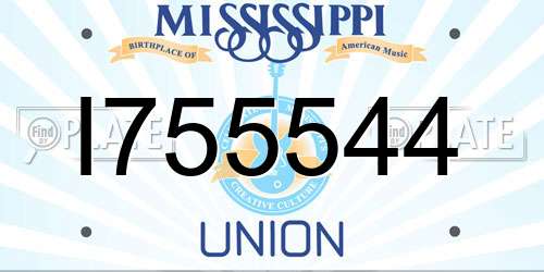 I755544 Mississippi License Plate