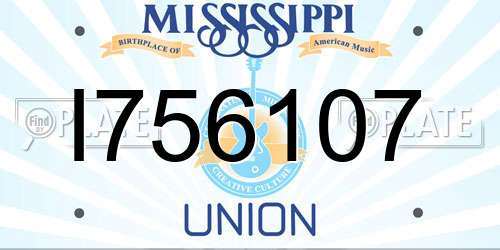 I756107 Mississippi License Plate