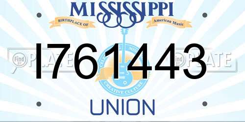 I761443 Mississippi License Plate