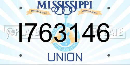 I763146 Mississippi License Plate