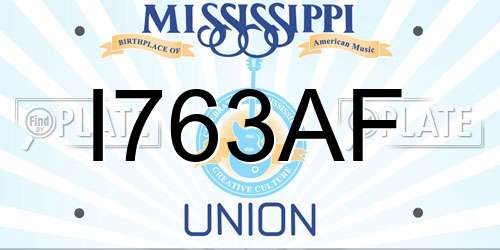 I763AF Mississippi License Plate