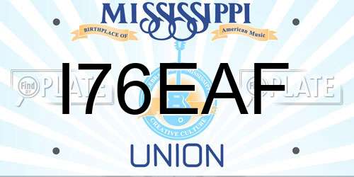 I76EAF Mississippi License Plate