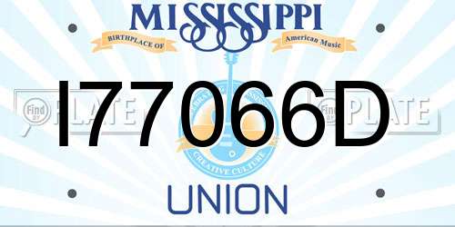I77066D Mississippi License Plate