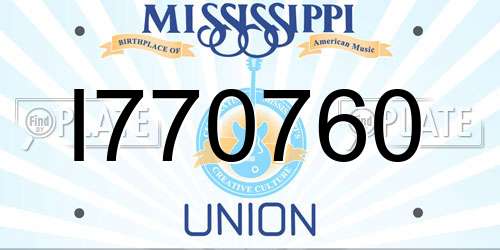 I770760 Mississippi License Plate