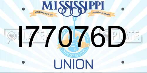 I77076D Mississippi License Plate