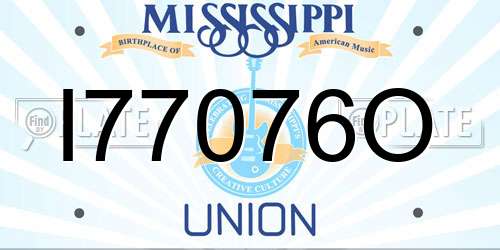 I77076O Mississippi License Plate