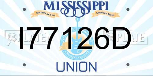 I77126D Mississippi License Plate