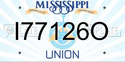 I77126O Mississippi License Plate
