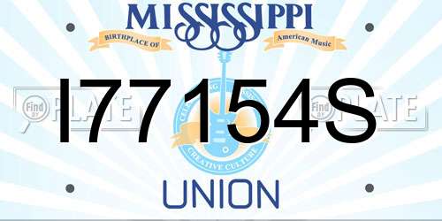 I77154S Mississippi License Plate