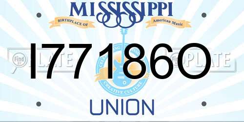 I77186O Mississippi License Plate