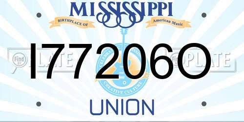 I77206O Mississippi License Plate