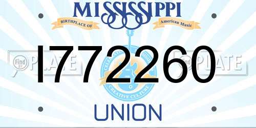 I772260 Mississippi License Plate
