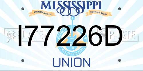 I77226D Mississippi License Plate
