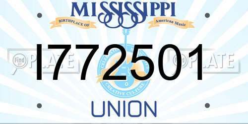 I772501 Mississippi License Plate