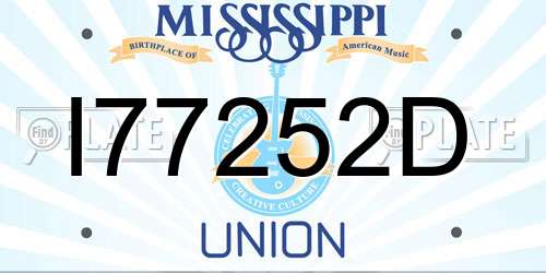I77252D Mississippi License Plate