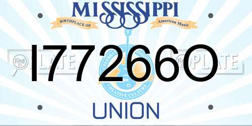 I77266O Mississippi License Plate