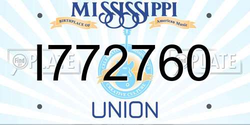 I772760 Mississippi License Plate