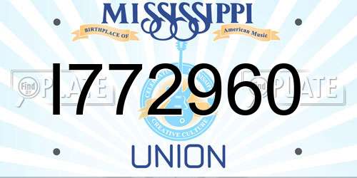 I772960 Mississippi License Plate
